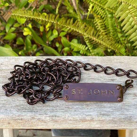 NWOT St. John Designer Bronze Name Plate Chain Link Belt. Luxury Runway - Picture 4 of 6